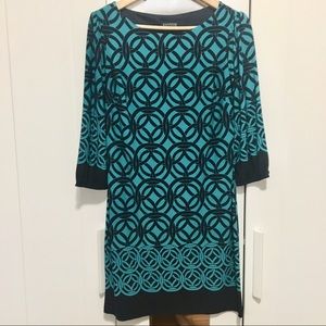 Teal and Navy Blue Pattern Dress